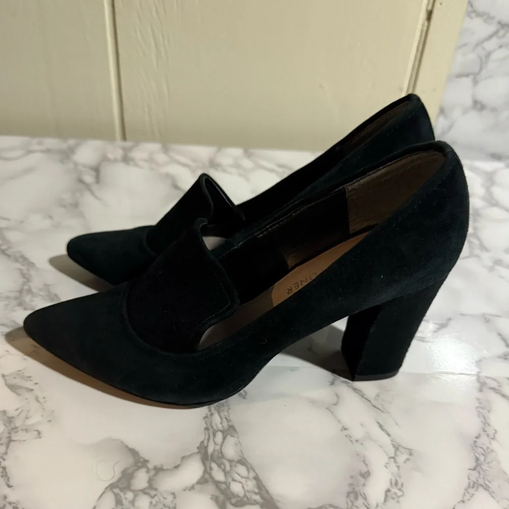 Donald J. Pliner Black Suede Block Heel Pumps - Picture 11 of 11